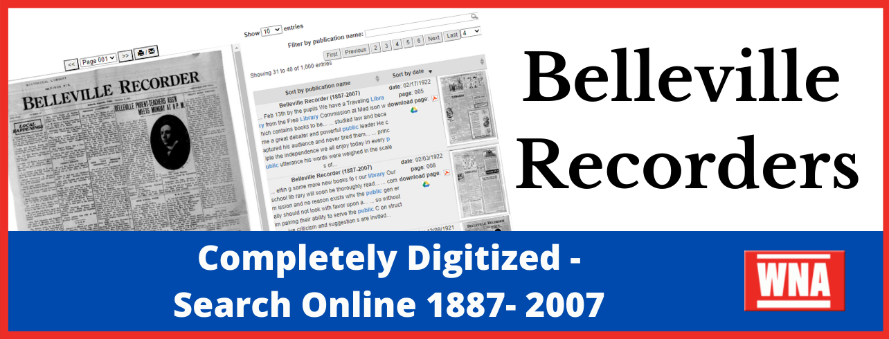Search Belleville Recorders 1887-1923 online -2007