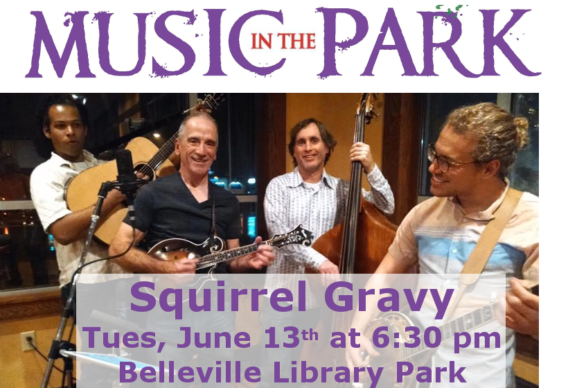 Music in the Park: Squirrel Gravy Tuesday June 13th from 6:30-8:00 pm in Belleville Library Park