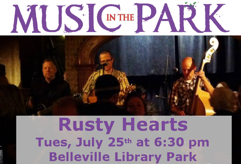 Music in the Park: Rusty Hearts Tuesday July 25th from 6:30-8:00 pm in Belleville Library Park