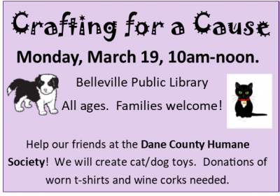 crafting for a cuase Monday, March 19, 10 am
