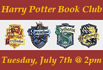 Harry Potter Book Club 4 House Shields Tuesday July 7th at 2pm