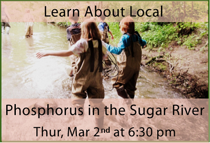 Learn About Local: Phosphorus in the Sugar River Thursday March 2nd at 6:30 pm