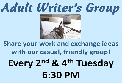Writer's Group Share your work in our supportive and casual group Every second and fourth Tuesday in 2016 at 6:30 PM