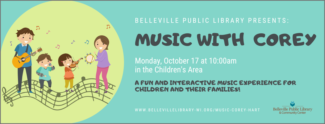 Music with Corey on Monday, October 17 at 10:00am