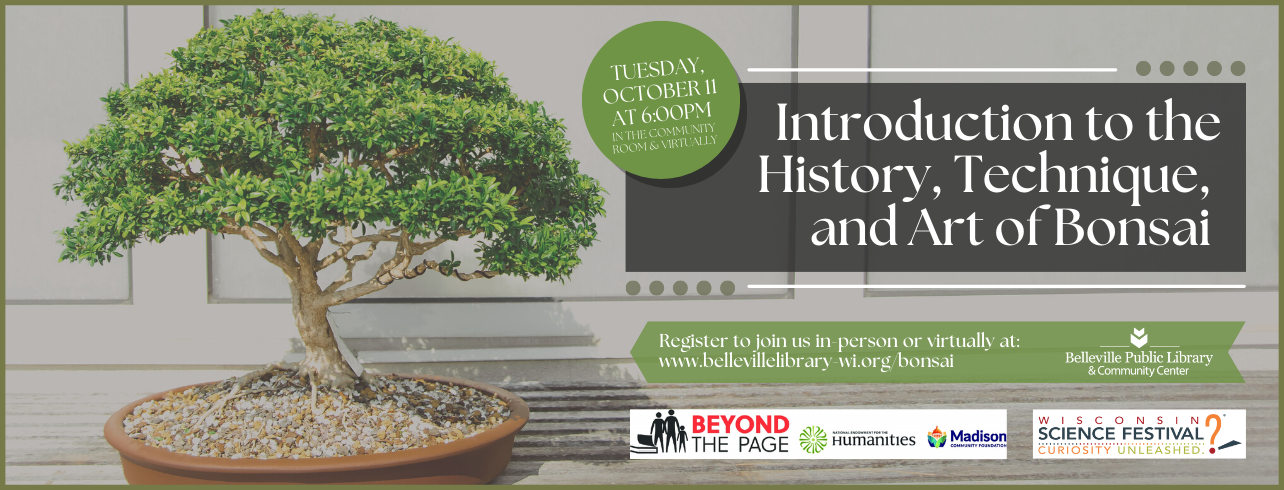 Intro to the History, Technique, & Art of Bonsai on Tuesday, October 11 at 6:00pm