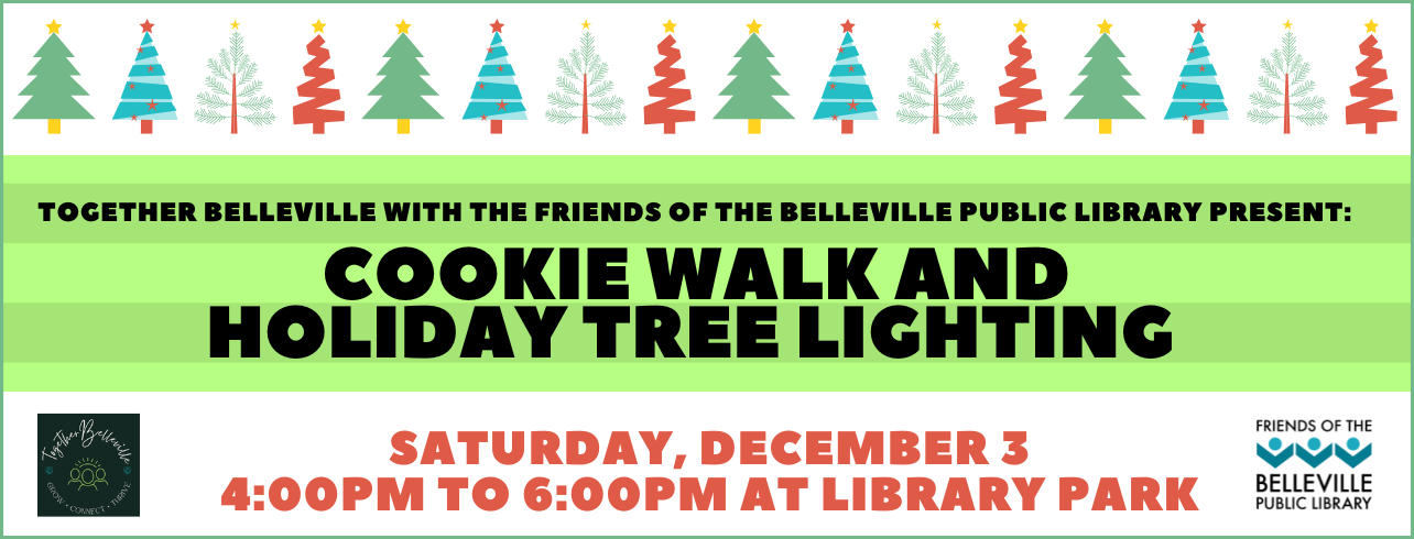 Cookie Walk and Holiday Tree Lighting on Saturday, December 3 from 4:00pm to 6:00pm