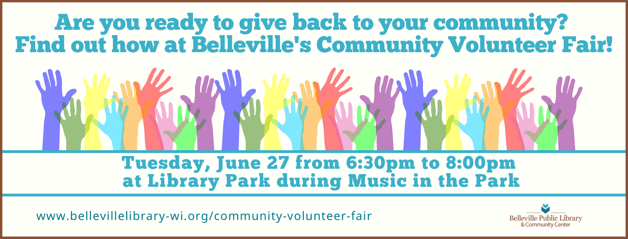Belleville's Community Volunteer Fair on Tuesday, June 27 from 6:30pm to 8:00pm