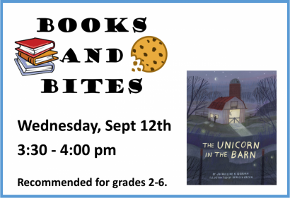 Books and Bites Wednesday, Sept 12, 3:30 pm