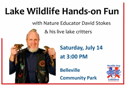 Lake Wildlife Hands-on Fun Saturday, July 14, 3:00 pm at Belleville Community Park