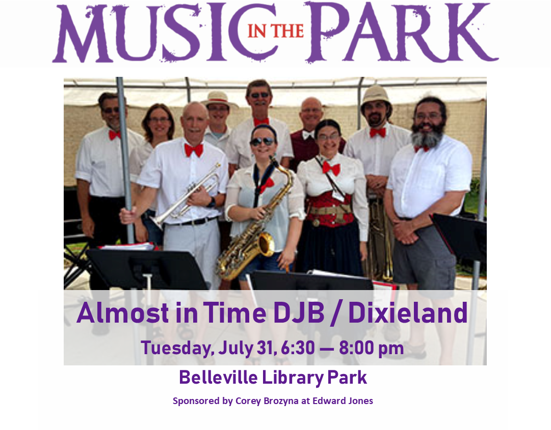 Almost in Time : July 31 at 6:30 pm in Library Park
