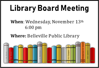 Library Board Meeting Wednesday, November 13 at 6:00 pm