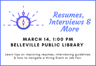 Resumes, Interviews & More March 14, 2019 at 1:00pm